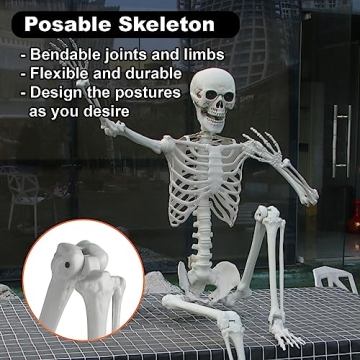 Life-Size Halloween Skeleton with Glowing Eyes and Creepy Sounds