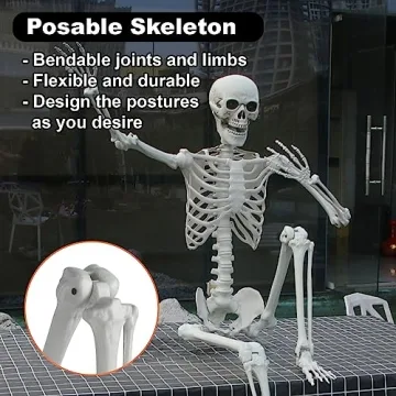 Life-Size Halloween Skeleton with Glowing Eyes and Creepy Sounds