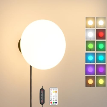 Stylish OIYIO Plug in Wall Sconces with RGB Lighting Features