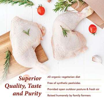 Wise Organics Double Certified Organic Bone-in Skin-on Chicken Leg Quarters, Glatt Kosher, Non GMO, Free Range (8.00-8.50 Pounds, 12 Pcs Approx.)