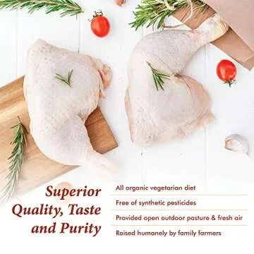 Wise Organics Double Certified Organic Bone-in Skin-on Chicken Leg Quarters, Glatt Kosher, Non GMO, Free Range (8.00-8.50 Pounds, 12 Pcs Approx.)