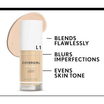 COVERGIRL, truBlend Liquid Foundation Makeup, Warm Beige, 1 oz, 1 Count (packaging may vary)