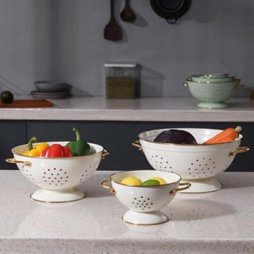 Stylish Metal Colander Set of 3 for Perfect Rinsing