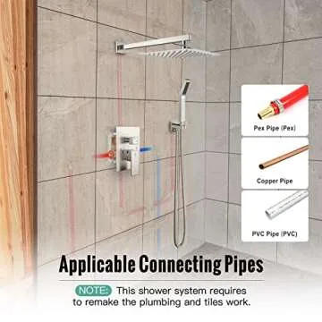 SR SUN RISE Shower Faucet Set Bathroom Square Rain Shower Head with Handheld Spray Wall Mounted Rain...