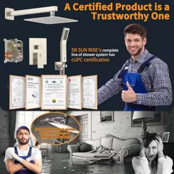 SR SUN RISE Shower Faucet Set Bathroom Square Rain Shower Head with Handheld Spray Wall Mounted Rainfall Shower Fixtures Brushed Nickel Shower Faucet Trim Repair Kits (Contain Shower Valve)10 Inches