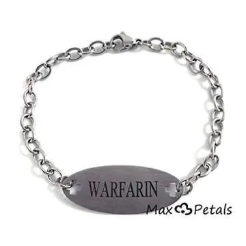 Max Petals Warfarin Medical Alert ID Bracelet -  Adjustable Safety Wear