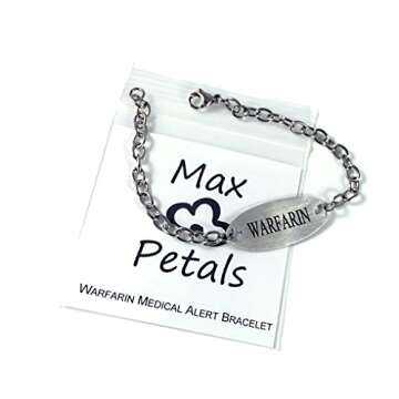 Max Petals Warfarin Medical Alert ID Bracelet -  Adjustable Safety Wear