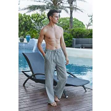COOFANDY Mens Casual Cotton Linen Drawstring Pants Elastic Waist Lightweight Pant Summer Beach Yoga ...