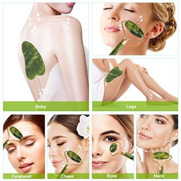fuvooi Jade Gua Sha Facial Massager Set for Glowing Skin