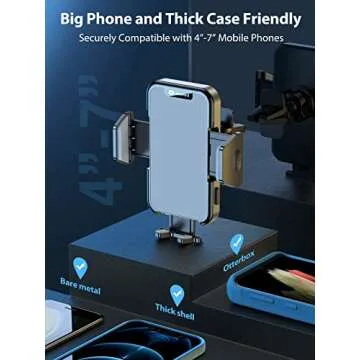 VICSEED Phone Mount for Car [𝗦𝘁𝗿𝗼𝗻𝗴 𝗦𝘂𝗰𝘁𝗶𝗼𝗻][𝗟𝗼𝗻𝗴 𝗔𝗿𝗺] Super Stable Car Phone Holder Mount for All Phones with Thick Cases 3 in 1 Universal Cell Phone Holder Mount