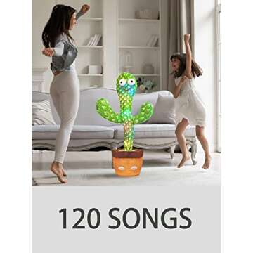 Keculf Talking Cactus Toy with LED 120 English Songs, Singing Musical Toy, Tummy Time Toy Baby Mimicking Repeats What You Say (Audio Recording & Retelling)
