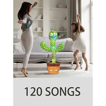 Keculf Talking Cactus Toy with LED 120 English Songs, Singing Musical Toy, Tummy Time Toy Baby Mimicking Repeats What You Say (Audio Recording & Retelling)