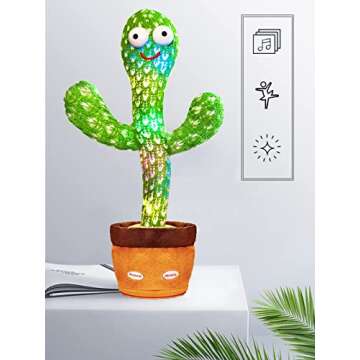 Keculf Talking Cactus Toy with LED 120 English Songs, Singing Musical Toy, Tummy Time Toy Baby Mimicking Repeats What You Say (Audio Recording & Retelling)