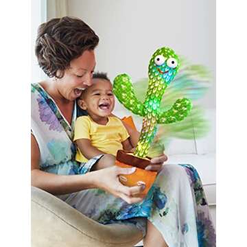 Keculf Talking Cactus Toy with LED 120 English Songs, Singing Musical Toy, Tummy Time Toy Baby Mimicking Repeats What You Say (Audio Recording & Retelling)