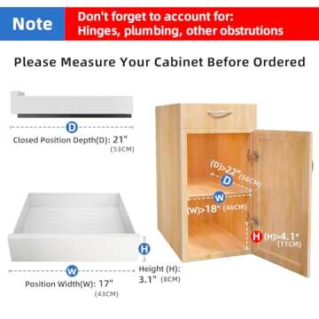 Pull out Cabinet Organizer, 21"Deep, Slide out Drawer Organizer for Kitchen Cabinets, Under Sink Org...