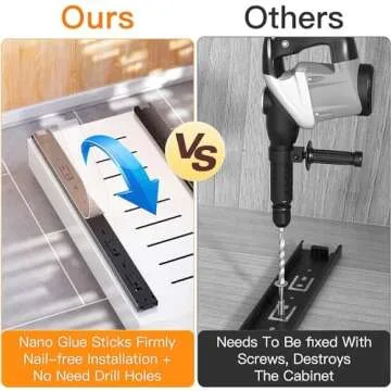 Pull out Cabinet Organizer, 21"Deep, Slide out Drawer Organizer for Kitchen Cabinets, Under Sink Organizers and Storage with Adhesive Nano Film Fixed, Sliding Organization Bins for Bathroom, Pantry