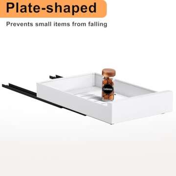 Pull out Cabinet Organizer, 21"Deep, Slide out Drawer Organizer for Kitchen Cabinets, Under Sink Organizers and Storage with Adhesive Nano Film Fixed, Sliding Organization Bins for Bathroom, Pantry