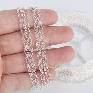 Premium 33 Feet Silver Chain for Jewelry Making with Clasps