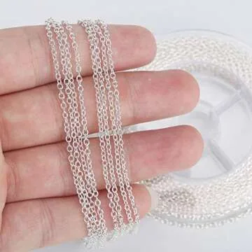 Premium 33 Feet Silver Chain for Jewelry Making with Clasps