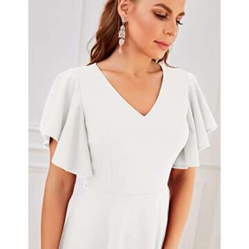 Bridesmay Elegant Formal Evening and Gowns Cocktail Party Dress Vintage A-Line Midi Petite Swing Church Dress White S