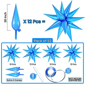KatchOn Blue Star Balloons - 26 Inch Pack of 50
