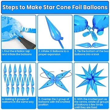 KatchOn Blue Star Balloons - 26 Inch Pack of 50