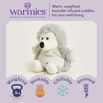 Warmies Junior Microwavable & Weighted Stuffed Animals, Hedgehog - Heated Stuffed Animal Plushie for...