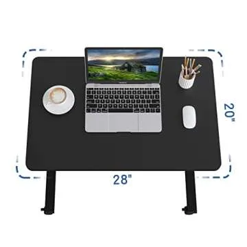 bilbil Pneumatic Mobile Desk, Gas-Spring Height Adjustable Sit to Stand Desk, Overbed Laptop Table Computer Cart with Lockable Casters, Portable Work Table for Home, Office, Black