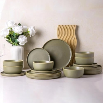 AmorArc Stoneware Dinnerware Sets for 6,Reactive Ceramic Plates and Bowls Sets,Highly Chip and Crack...