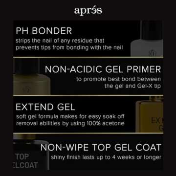 Apres Nail GEL-X Kit Professional Starter Kit |Premium Quality | 10 Sizes 0-9 | No Size 00 Included | 2022 Version (Natural Coffin Medium)