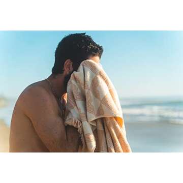 WP West Path 100% Cotton Towel - Organic Cotton Towel - Oversized Beach Towel - GOTS Certified Organic Beach Towel/Bath Towel - Fair Trade Tan Pool Towel for Adults - Thick Organic Towel