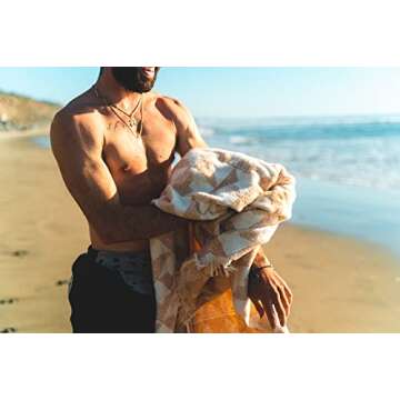 WP West Path 100% Cotton Towel - Organic Cotton Towel - Oversized Beach Towel - GOTS Certified Organic Beach Towel/Bath Towel - Fair Trade Tan Pool Towel for Adults - Thick Organic Towel