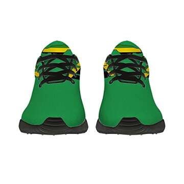 Jamaican Flag Shoes for Men Women 3D Print National Jamaican Flag Sneakers Lightweight Tennis Walking Shoes Gift for Jamaican Football Fans,White US Size Mens 3.5,Womens 5.5,Black