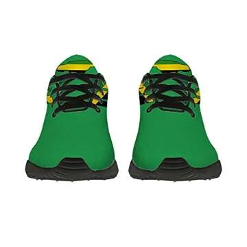 Jamaican Flag Shoes for Men Women 3D Print National Jamaican Flag Sneakers Lightweight Tennis Walking Shoes Gift for Jamaican Football Fans,White US Size Mens 3.5,Womens 5.5,Black
