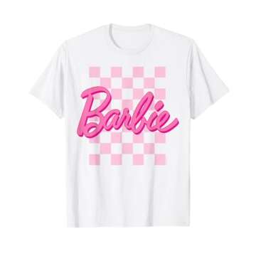 Barbie Logo Checkered T-Shirt for Women - Cute & Fun