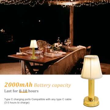 eypid 3W LED Cordless Lamp,2000mAh Battery Operated Lamp,3 Level Brightness Gold Table Lamp,Rechargeable Lamp Dimmable,Small Brass Kitchen Lamp,Mini Besides Table Lamp(Gold,2 Pack)