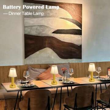 eypid 3W LED Cordless Lamp,2000mAh Battery Operated Lamp,3 Level Brightness Gold Table Lamp,Rechargeable Lamp Dimmable,Small Brass Kitchen Lamp,Mini Besides Table Lamp(Gold,2 Pack)