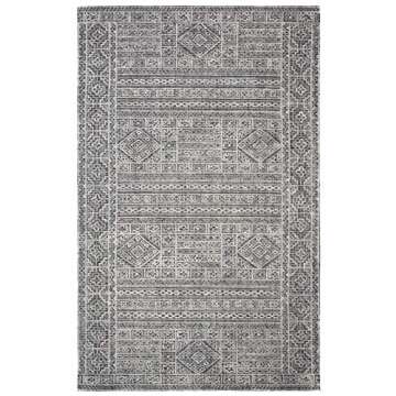 SAFAVIEH Abstract Collection Area Rug - 8' x 10', Grey & Black, Handmade Wool, Ideal for High Traffic Areas in Living Room, Bedroom (ABT967F)