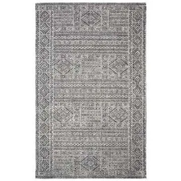 SAFAVIEH Abstract Collection Area Rug - 8' x 10', Grey & Black, Handmade Wool, Ideal for High Traffic Areas in Living Room, Bedroom (ABT967F)