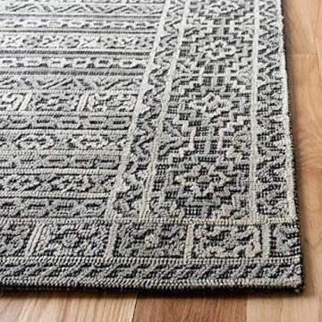 SAFAVIEH Abstract Collection Area Rug - 8' x 10', Grey & Black, Handmade Wool, Ideal for High Traffic Areas in Living Room, Bedroom (ABT967F)