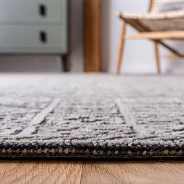 SAFAVIEH Abstract Collection Area Rug - 8' x 10', Grey & Black, Handmade Wool, Ideal for High Traffic Areas in Living Room, Bedroom (ABT967F)