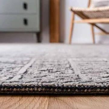 SAFAVIEH Abstract Collection Area Rug - 8' x 10', Grey & Black, Handmade Wool, Ideal for High Traffic Areas in Living Room, Bedroom (ABT967F)