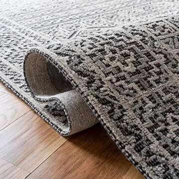 SAFAVIEH Abstract Collection Area Rug - 8' x 10', Grey & Black, Handmade Wool, Ideal for High Traffic Areas in Living Room, Bedroom (ABT967F)