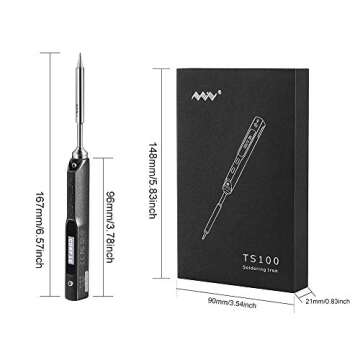 TS100 65W Electric Soldering Iron Kit USB Mini Electric Digital Welding Pen Tip for Electronic Components Soldering (Power Supply Not Included, Can be connected with mobile phone power & computer)