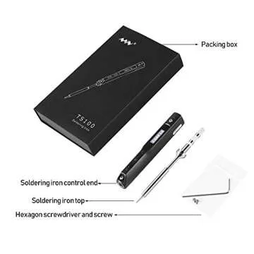 TS100 65W Electric Soldering Iron Kit USB Mini Electric Digital Welding Pen Tip for Electronic Components Soldering (Power Supply Not Included, Can be connected with mobile phone power & computer)