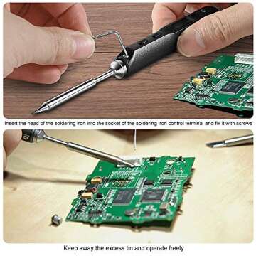 TS100 65W Electric Soldering Iron Kit USB Mini Electric Digital Welding Pen Tip for Electronic Components Soldering (Power Supply Not Included, Can be connected with mobile phone power & computer)
