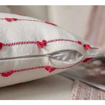 Caflife Boho Christmas Throw Pillow Covers 18x18 inches Beige and Red, Set of 2 Modern Farmhouse Holiday Decorative Pillow Covers for Couch Sofa Bed, Living Room