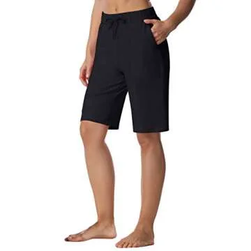 ChinFun Women's Yoga Bermuda Shorts - Soft Knit Athletic Lounging Shorts
