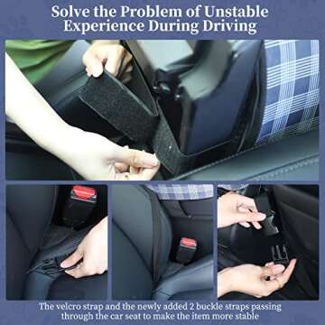 Cathpetic Dog Car Seat - Travel Puppy Car Seat for Single and Double Parts Consoles, Dog Car Seats for Small Dogs, Portable Dog Booster Seat Machine Washable (Retro Blue Plaid)