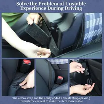 Cathpetic Dog Car Seat - Travel Puppy Car Seat for Single and Double Parts Consoles, Dog Car Seats for Small Dogs, Portable Dog Booster Seat Machine Washable (Retro Blue Plaid)